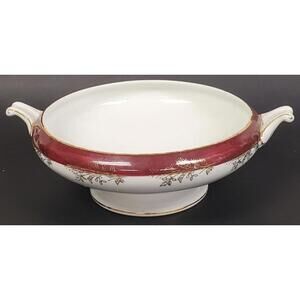 Vintage Chinastyle Simpsons England Red Gold Leaf Oval Serving Bowl Tureen